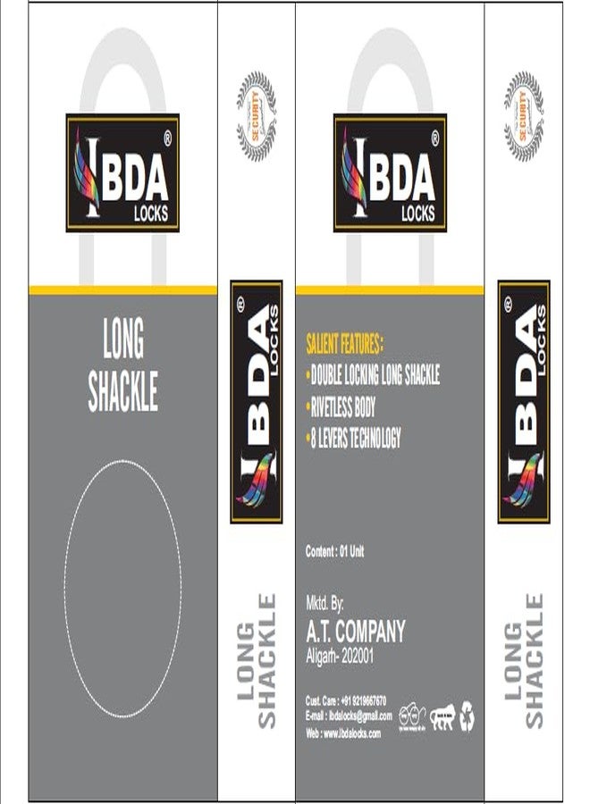 IBDA Long Shackle 65mm keyed Lock | Lock and Key | Double Locking | 7 Lever Technology | Rivetless Steel Body | for Home,gate,Grill,Door,kadi,Channel,Chain,Shop,Warehouse,Meter Box (Pack of 1) - Image 5